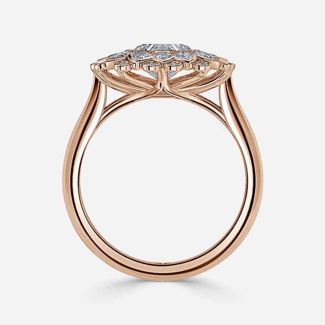 Aelios Rose Gold Floral Engagement Ring