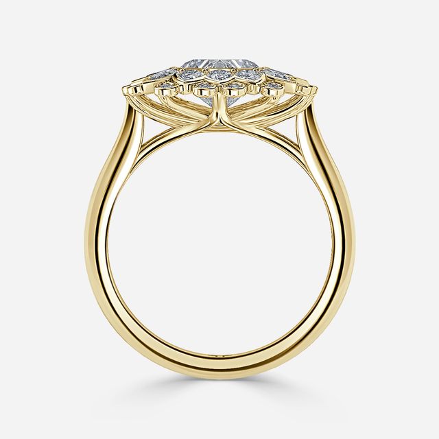 Aelios Yellow Gold Halo Engagement Ring