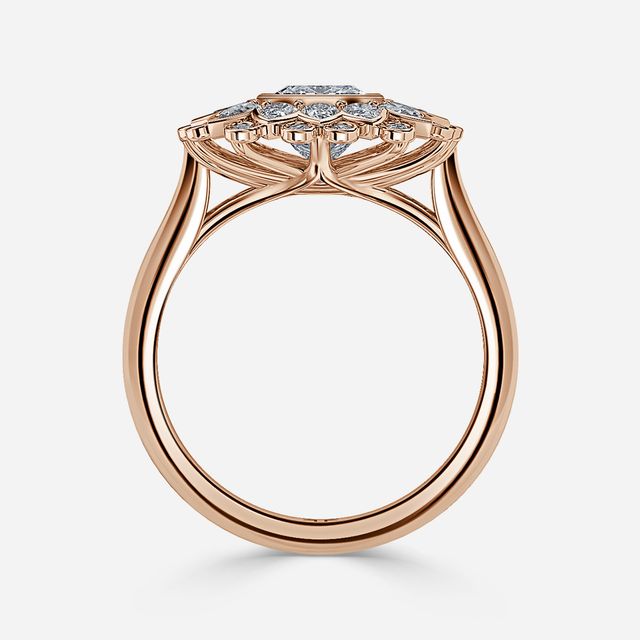 Aelios Rose Gold Floral Engagement Ring