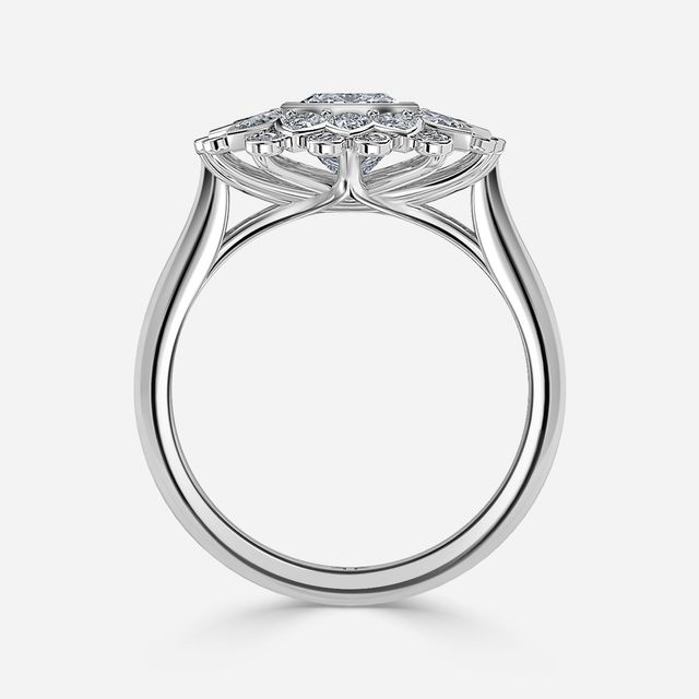 Aelios Platinum Cluster Engagement Ring
