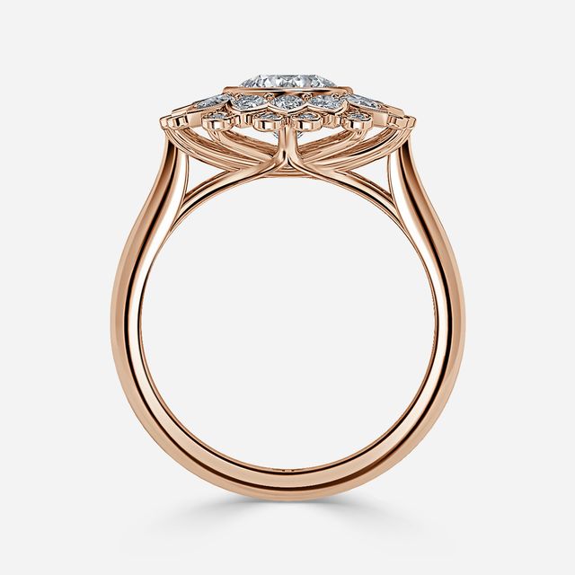 Aelios Rose Gold Floral Engagement Ring