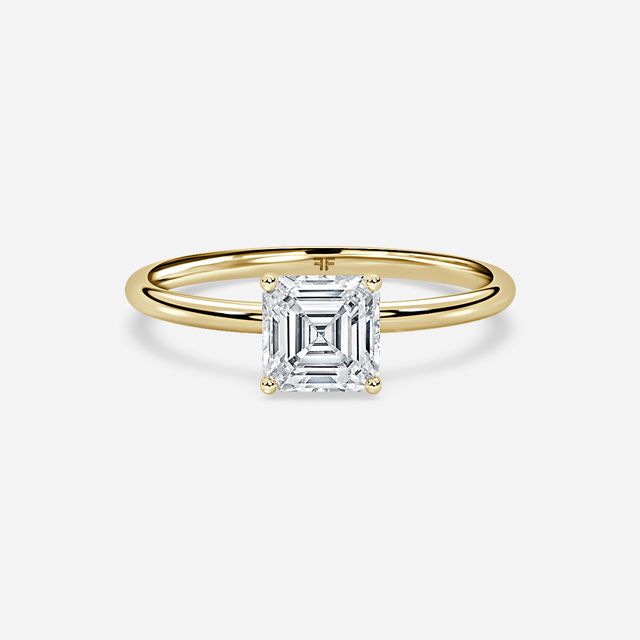 Chelsea Yellow Gold Plain Band Bridal Set Engagement Ring