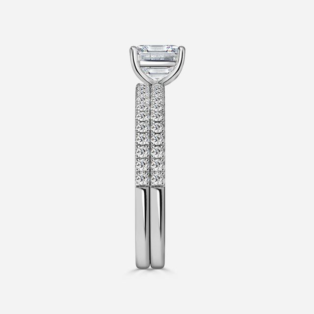Jessica White Gold Pavé Band Bridal Set Engagement Ring