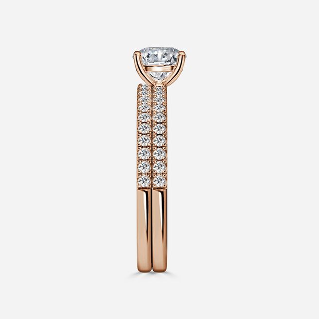 Jessica Rose Gold Pavé Band Bridal Set Engagement Ring