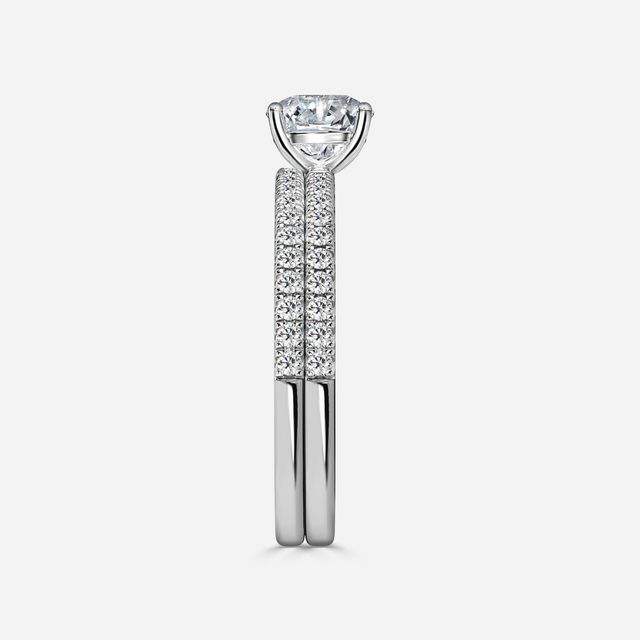 Jessica White Gold Pavé Band Bridal Set Engagement Ring