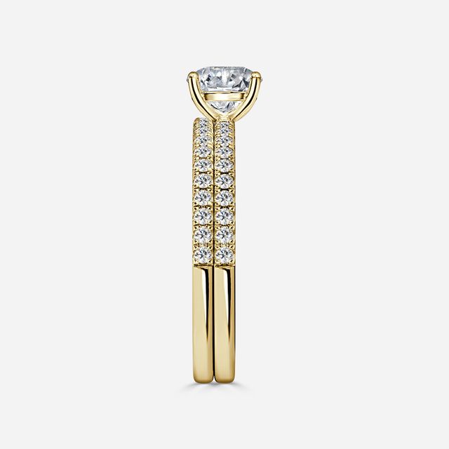 Jessica Yellow Gold Pavé Band Bridal Set Engagement Ring