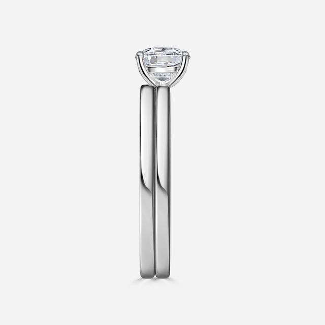 Chelsea White Gold Plain Band Bridal Set Engagement Ring