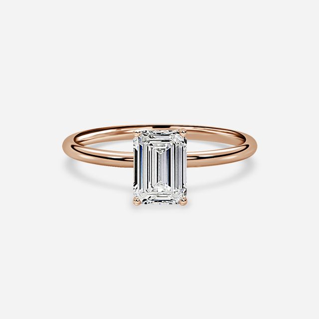Chelsea Rose Gold Plain Band Bridal Set Engagement Ring