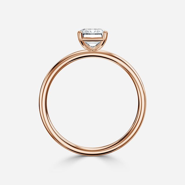 Chelsea Rose Gold Plain Band Bridal Set Engagement Ring