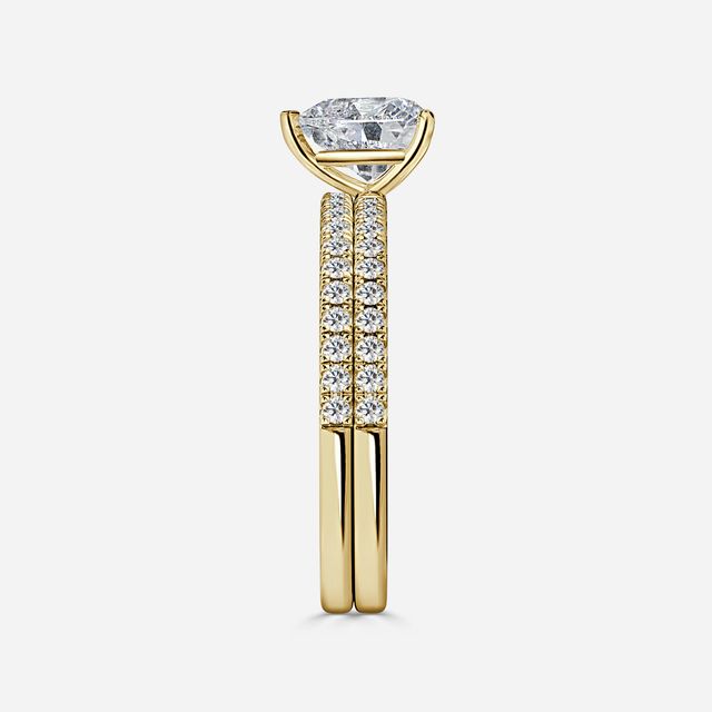 Jessica Yellow Gold Pavé Band Bridal Set Engagement Ring