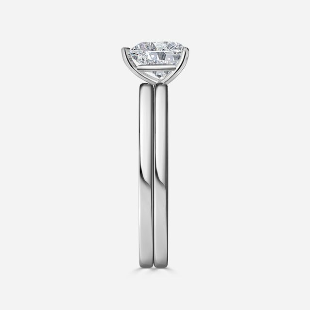 Chelsea White Gold Plain Band Bridal Set Engagement Ring