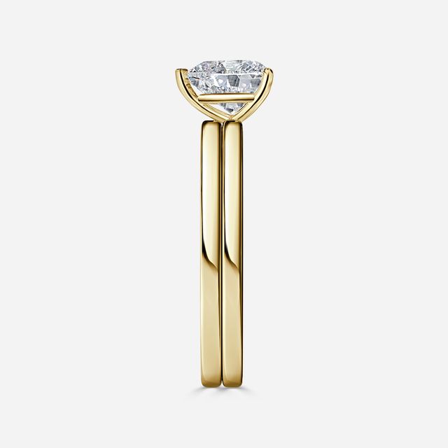 Chelsea Yellow Gold Plain Band Bridal Set Engagement Ring