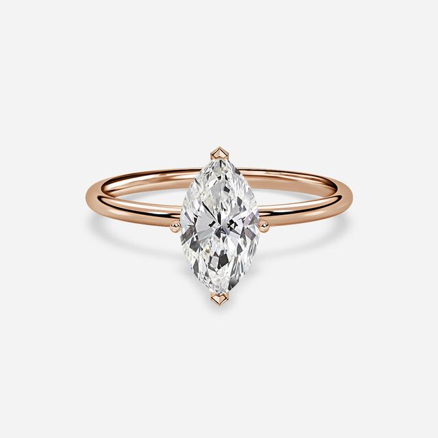 Chelsea Rose Gold Plain Band Bridal Set Engagement Ring