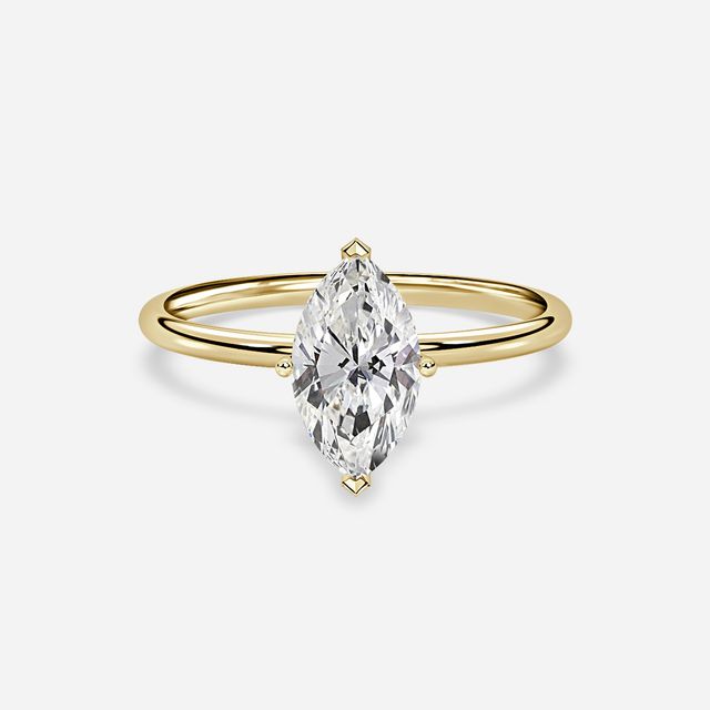 Chelsea Yellow Gold Plain Band Bridal Set Engagement Ring