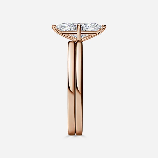 Chelsea Rose Gold Plain Band Bridal Set Engagement Ring