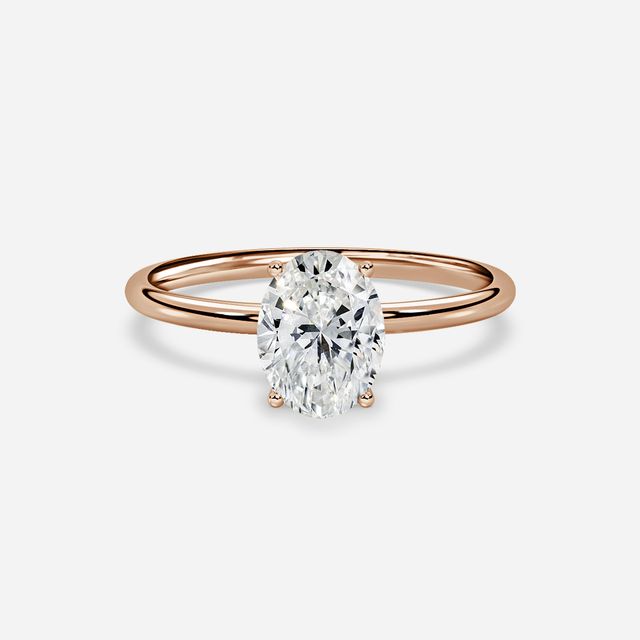 Chelsea Rose Gold Plain Band Bridal Set Engagement Ring