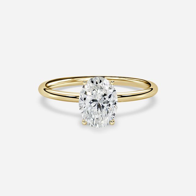 Chelsea Yellow Gold Plain Band Bridal Set Engagement Ring