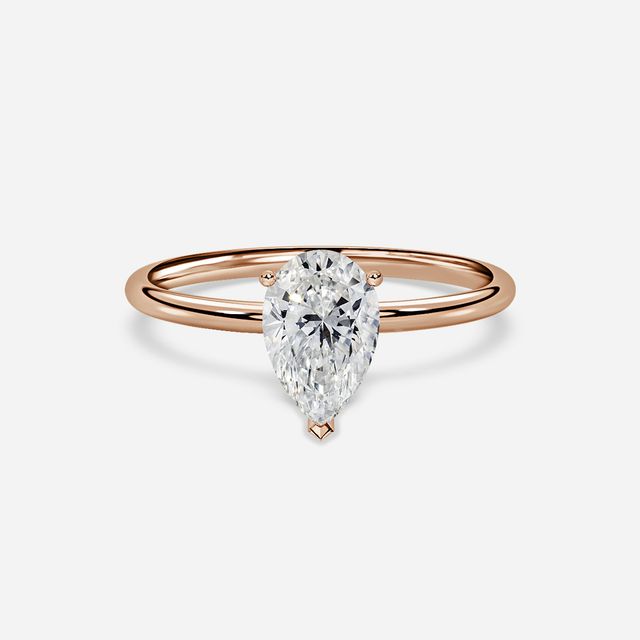 Chelsea Rose Gold Plain Band Bridal Set Engagement Ring