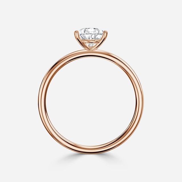 Chelsea Rose Gold Plain Band Bridal Set Engagement Ring