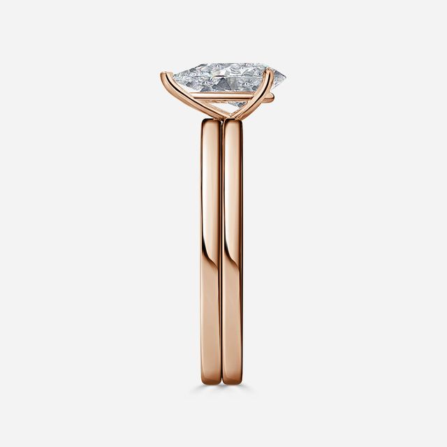 Chelsea Rose Gold Plain Band Bridal Set Engagement Ring