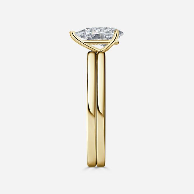 Chelsea Yellow Gold Plain Band Bridal Set Engagement Ring
