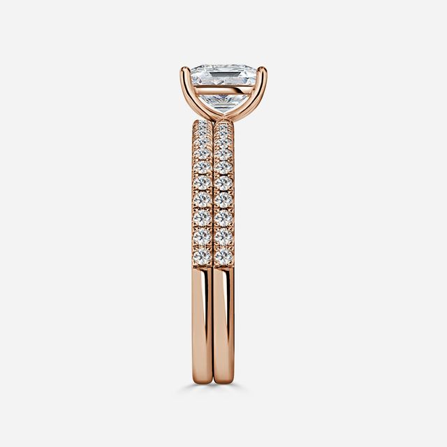 Jessica Rose Gold Pavé Band Bridal Set Engagement Ring