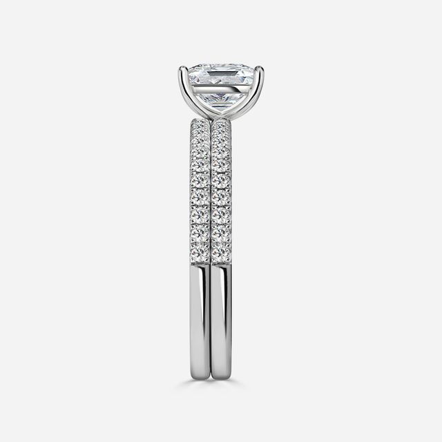 Jessica White Gold Pavé Band Bridal Set Engagement Ring