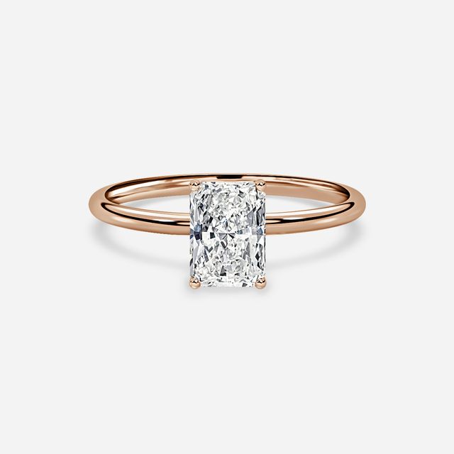 Chelsea Rose Gold Plain Band Bridal Set Engagement Ring