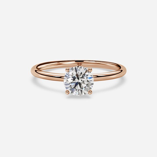 Chelsea Rose Gold Plain Band Bridal Set Engagement Ring