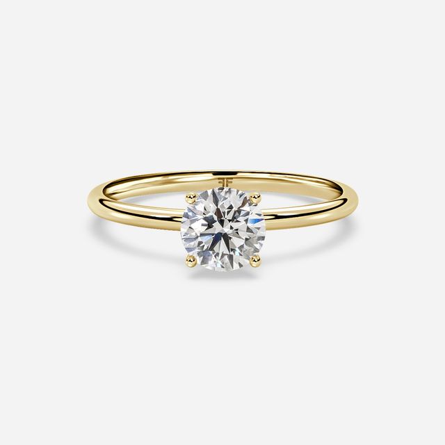 Chelsea Yellow Gold Plain Band Bridal Set Engagement Ring