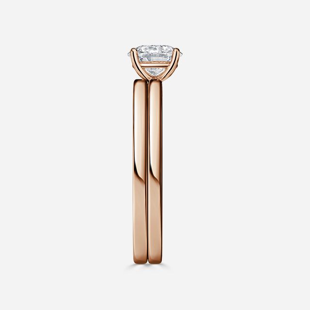 Chelsea Rose Gold Plain Band Bridal Set Engagement Ring