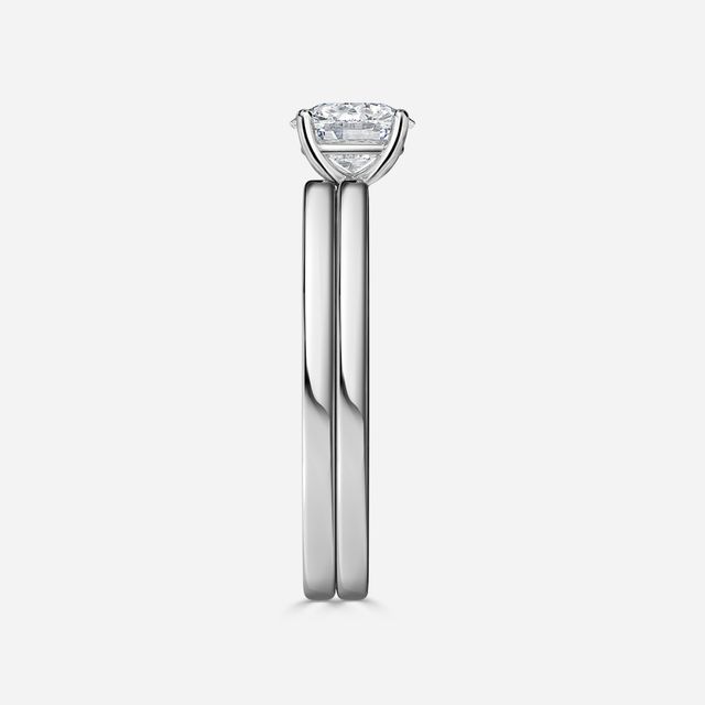 Chelsea White Gold Plain Band Bridal Set Engagement Ring