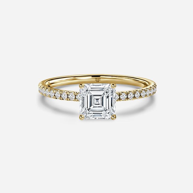 Jessica Yellow Gold Pavé Band Bridal Set Engagement Ring