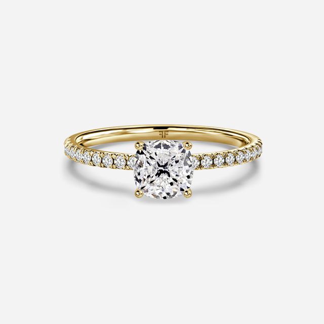 Jessica Yellow Gold Pavé Band Bridal Set Engagement Ring
