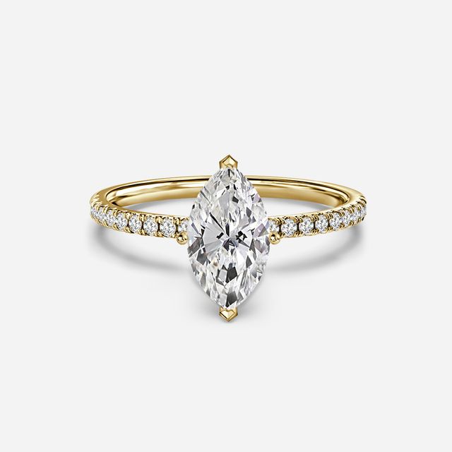 Jessica Yellow Gold Pavé Band Bridal Set Engagement Ring