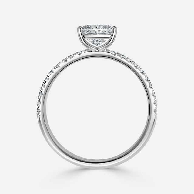 Jessica White Gold Pavé Band Bridal Set Engagement Ring