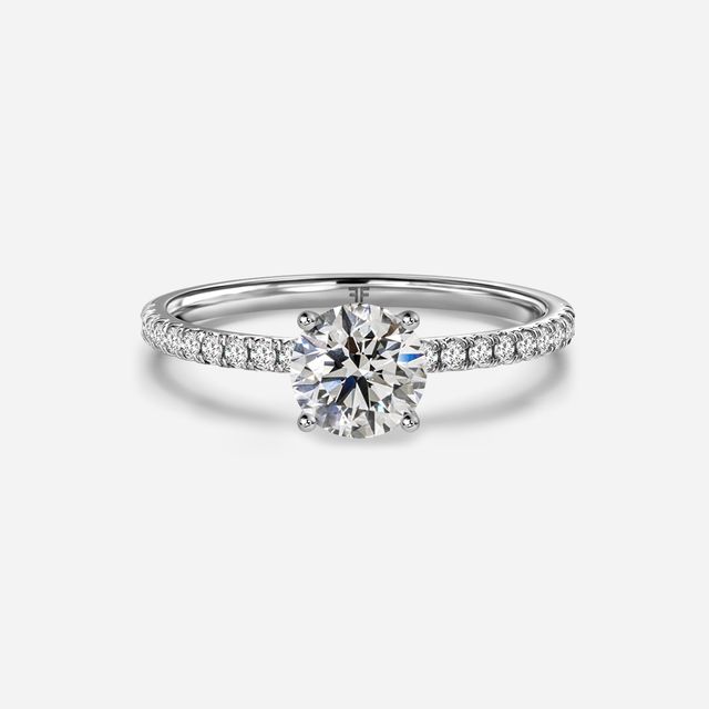 Jessica White Gold Pavé Band Bridal Set Engagement Ring