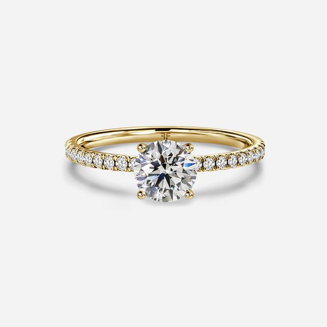 Jessica Yellow Gold Pavé Band Bridal Set Engagement Ring