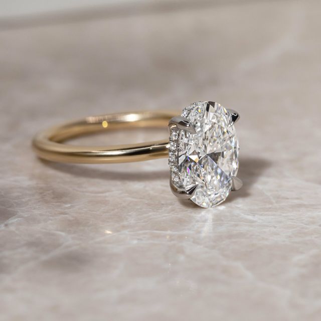 2.50ct Kate Yellow Gold Two Tone Hidden Halo Engagement Ring Oval Lab Diamond