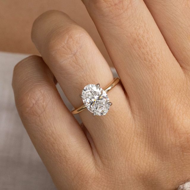 2.50ct Kate Yellow Gold Two Tone Hidden Halo Engagement Ring Oval Lab Diamond