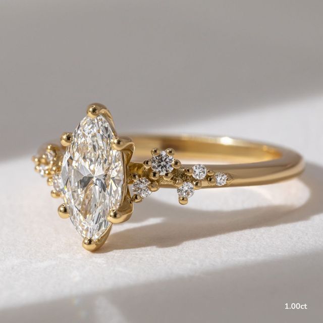 Morning Star Yellow Gold Trilogy Engagement Ring