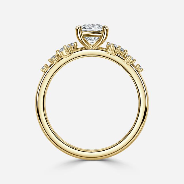 Morning Star Yellow Gold Trilogy Engagement Ring
