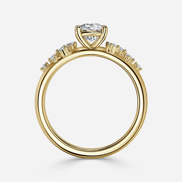 Morning Star Yellow Gold Cluster Engagement Ring