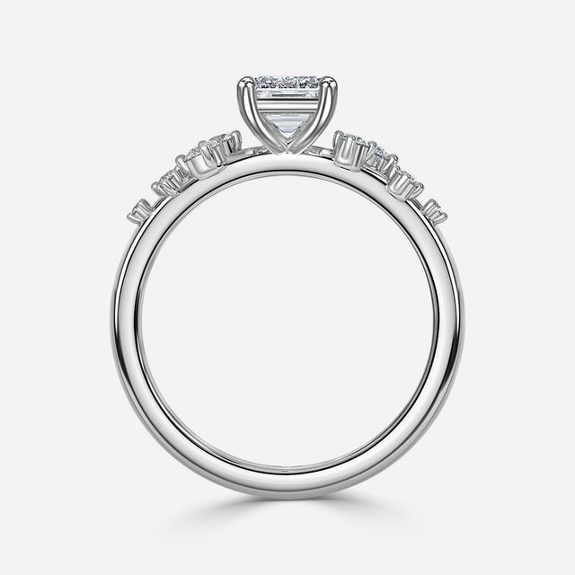 Morning Star White Gold Cluster Engagement Ring