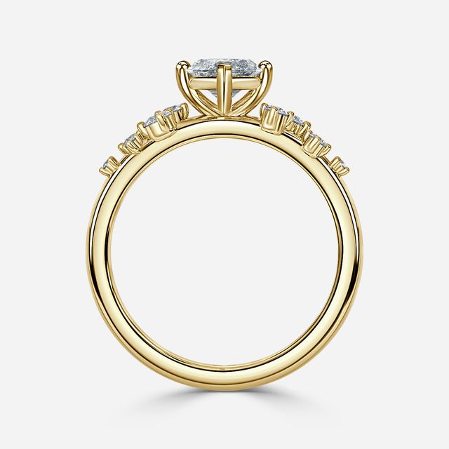 Morning Star Yellow Gold Trilogy Engagement Ring