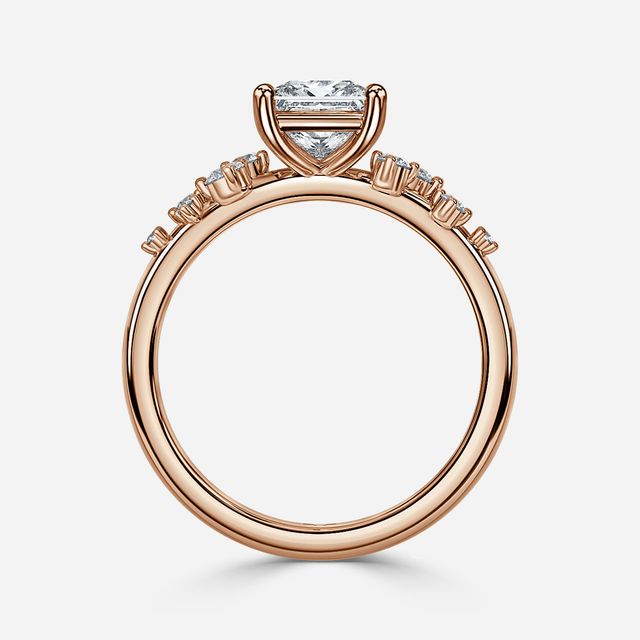 Morning Star Rose Gold Cluster Engagement Ring