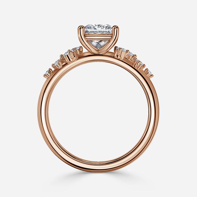 Morning Star Rose Gold Cluster Engagement Ring