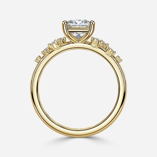 Morning Star Yellow Gold Trilogy Engagement Ring
