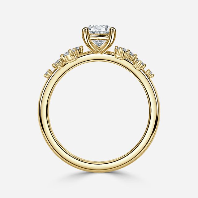 Morning Star Yellow Gold Trilogy Engagement Ring