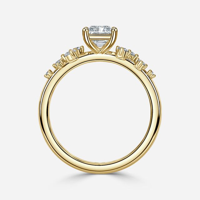 Morning Star Yellow Gold Trilogy Engagement Ring